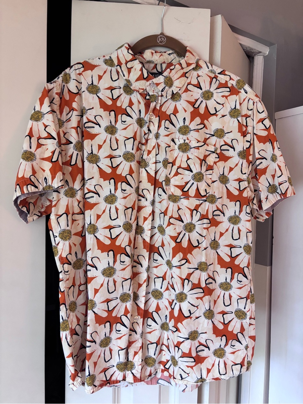 Massive Men's Orange Daisy 100% Cotton Shirt size L Made in India